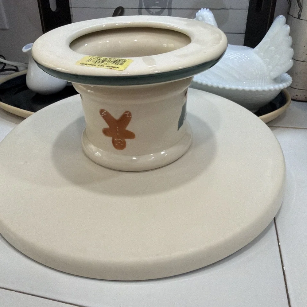 Rare‎ Gingerbread Pedestal Cake Stand Plate Glass Dome By Noble Excellence USA